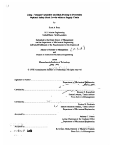 Using  Forecast Variability and Risk Pooling  to ... Optimal Safety  Stock Levels  within a Supply ...