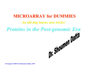 Proteins in the Post - genomic Era MICROARRAY for DUMMIES
