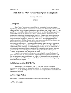 BBF RFC 56: “Part Flavors” For Peptide-Coding Parts  1. Purpose