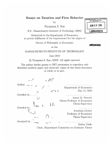 Essays  on  Taxation  and  Firm Behavior S. LIBRARIES