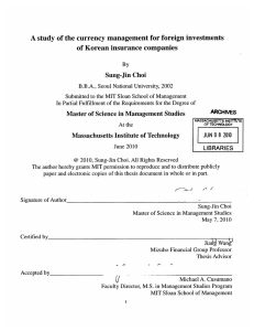 A  study of  the currency management  for... of  Korean insurance companies By Sung-Jin  Choi