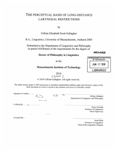 PERCEPTUAL  BASIS LARYNGEAL  RESTRICTIONS Gillian  Elizabeth  Scott Gallagher 2005