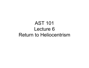 AST 101 Lecture 6 Return to Heliocentrism