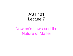 AST 101 Lecture 7 Newton’s Laws and the Nature of Matter