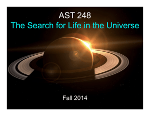 AST 248 The Search for Life in the Universe  Fall 2014