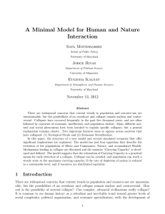 A Minimal Model for Human and Nature Interaction Safa Motesharrei Jorge Rivas