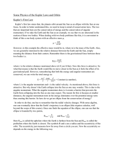 Some Physics of the Kepler Laws and Orbits Kepler’s First Law