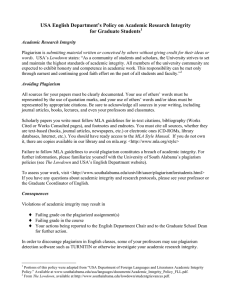 USA English Department’s Policy on Academic Research Integrity for Graduate Students
