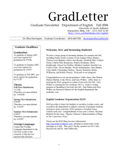 GradLetter Graduate Newsletter · Department of English ·  Fall 2006