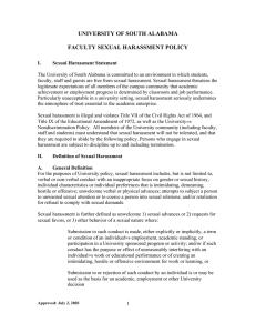 UNIVERSITY OF SOUTH ALABAMA  FACULTY SEXUAL HARASSMENT POLICY