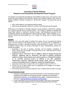 University of South Alabama Research and Scholarship Development Grant Program