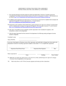 INDEPENDENT CONTRACTOR CONSULTING AGREEMENT INSTRUCTIONS, ROUTING AND APPROVAL COVER SHEET
