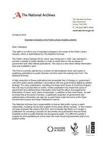 20 March 2015 Important changes to the Public Library Subsidy scheme