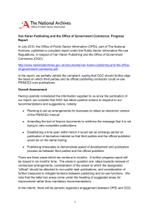 Van Haren Publishing and the Office of Government Commerce: Progress Report