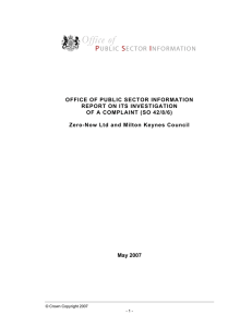 OFFICE OF PUBLIC SECTOR INFORMATION REPORT ON ITS INVESTIGATION