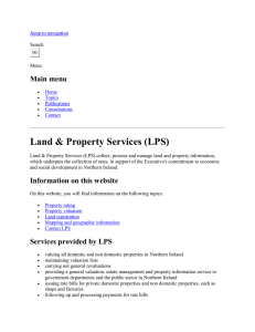 Land &amp; Property Services (LPS) Main menu