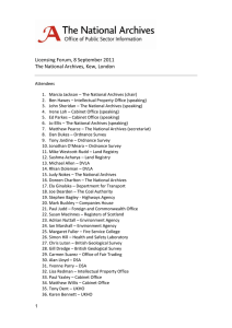 Licensing Forum, 8 September 2011 The National Archives, Kew, London