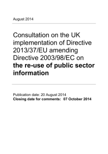 Consultation on the UK implementation of Directive 2013/37/EU amending