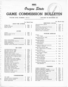 Sate GAME COMMISSION BULLETIN INDEX June