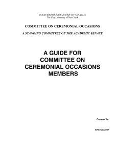 A GUIDE FOR COMMITTEE ON CEREMONIAL OCCASIONS MEMBERS