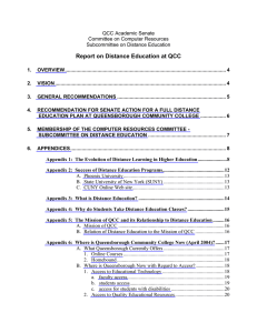 Report on Distance Education at QCC