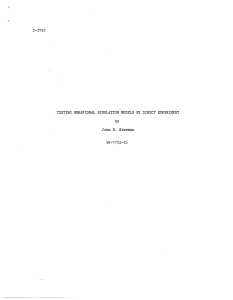 D-3783 TESTING  BEHAVIORAL  SIMULATION  MODELS  BY ... by John  D.  Sterman