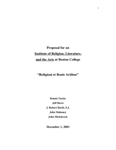 Proposal for an Institute of Religion, Literature, “Religioni et Bonis Artibus”