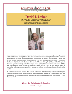 Daniel J. Lasker  2010-2011 Corcoran Visiting Chair in Christian-Jewish Relations
