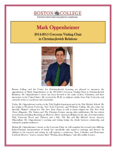 Mark Oppenheimer  2014-2015 Corcoran Visiting Chair in Christian-Jewish Relations