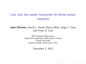 Low cost low power ionosonde for dense sensor networks
