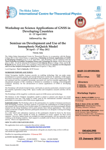 Workshop  on Science Applications of GNSS in Developing  Countries