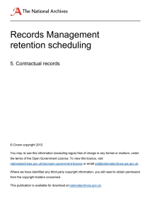 Records Management retention scheduling  5. Contractual records