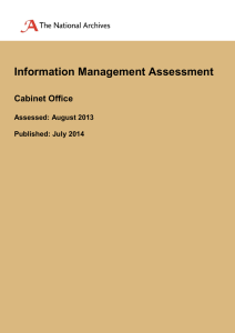 Information Management Assessment Cabinet Office Assessed: August 2013