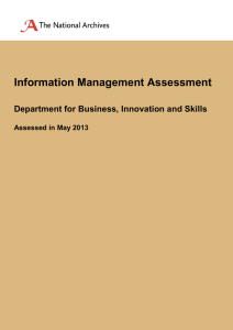 Information Management Assessment  Department for Business, Innovation and Skills