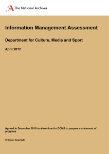 Information Management Assessment  Department for Culture, Media and Sport April 2012