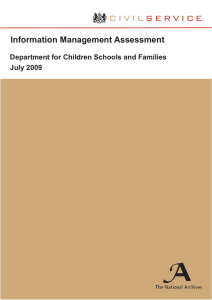 Information Management Assessment Department for Children Schools and Families July 2009