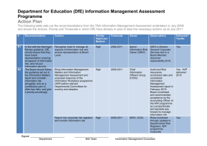 Department for Education (DfE) Information Management Assessment Programme Action Plan