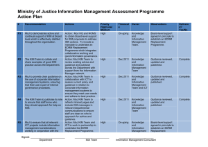 Ministry of Justice Information Management Assessment Programme Action Plan