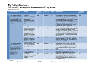 The National Archives Information Management Assessment Programme Action Plan