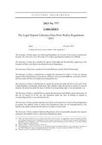 2013 No. 777 LIBRARIES The Legal Deposit Libraries (Non-Print Works) Regulations 2013