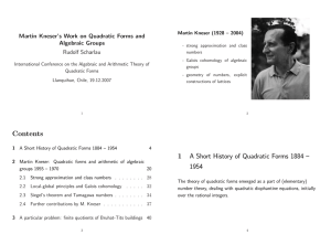 Martin Kneser’s Work on Quadratic Forms and Algebraic Groups Rudolf Scharlau