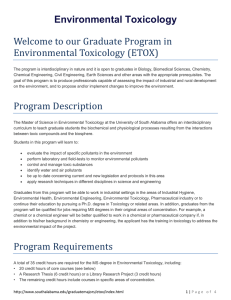 Environmental Toxicology Welcome to our Graduate Program in Environmental Toxicology (ETOX)