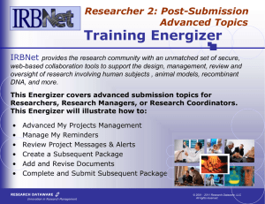 Training Energizer Researcher 2: Post-Submission  Advanced Topics