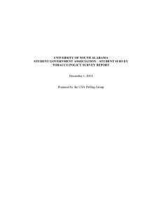 UNIVERSITY OF SOUTH ALABAMA STUDENT GOVERNMENT ASSOCIATION – STUDENT SURVEY