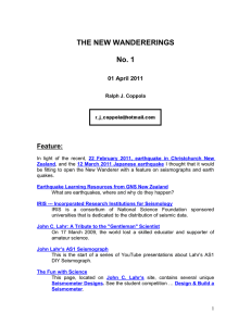 THE NEW WANDERERINGS No. 1 Feature: 01 April 2011