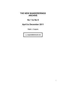 THE NEW WANDERERINGS ARCHIVE No 1 to No 9 April to December 2011