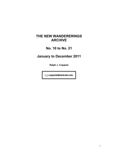THE NEW WANDERERINGS ARCHIVE No. 10 to No. 21 January to December 2011