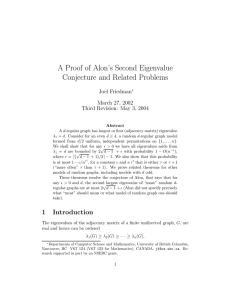 A Proof of Alon’s Second Eigenvalue Conjecture and Related Problems Joel Friedman