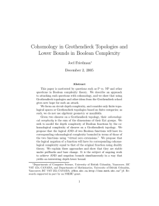 Cohomology in Grothendieck Topologies and Lower Bounds in Boolean Complexity Joel Friedman