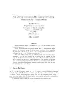 On Cayley Graphs on the Symmetric Group Generated by Tranpositions